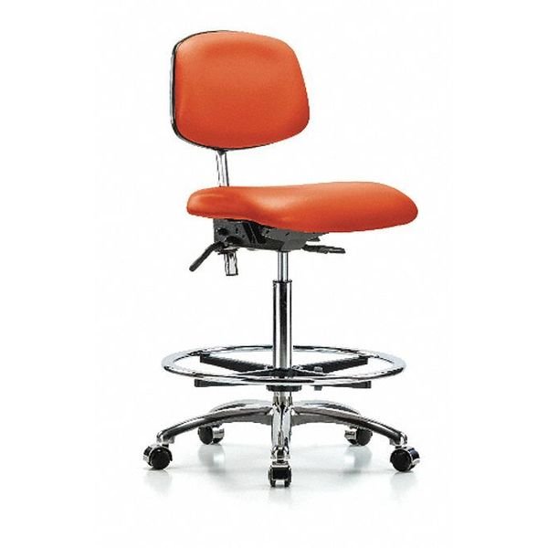 Hi Bench Chair, Vinyl, CF, Cast, Org, CL100, Arm Style: No Arms, BLUE RIDGE ERGONOMICS, Mfr# BR-NCR-VHBCH-CR-T1-A0-CF-CC-8613