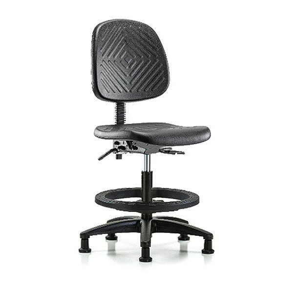 Bench Chair, Poly, Med, Bk, BF Glides, BLUE RIDGE ERGONOMICS, Mfr# BR-PMBCH-MB-RG-T0-A0-BF-RG