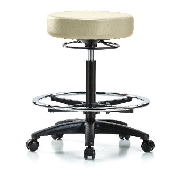 Bench Stool, Hi, Vinyl, CF, Casters, Wht, BLUE RIDGE ERGONOMICS, Mfr# BR-VHBSO-RG-CF-RC-8501