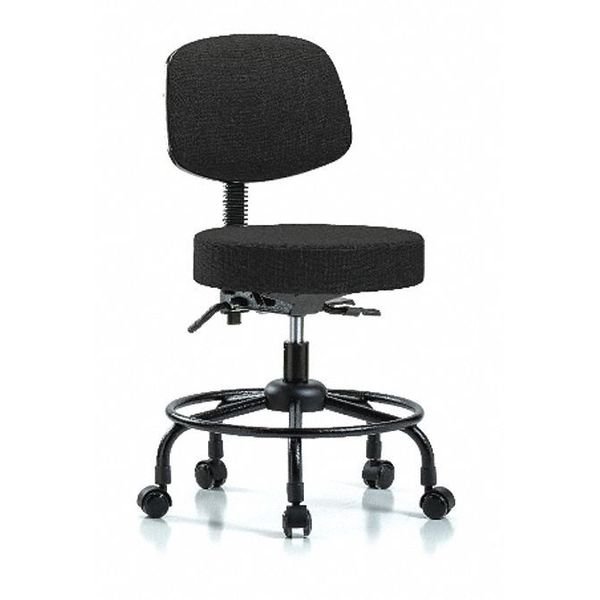 Desk Stool, Fabric, Bk, RT, Casters, Blk, BLUE RIDGE ERGONOMICS, Mfr# BR-FDHST-RT-T0-RC-F42