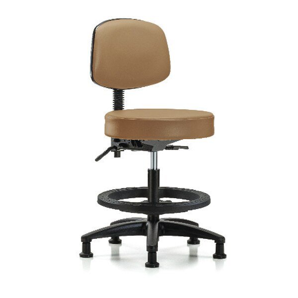 Bench Stool, Med, Vin, Bk, BF, Glides, Taupe, BLUE RIDGE ERGONOMICS, Mfr# BR-VMBST-RG-T0-BF-RG-8584
