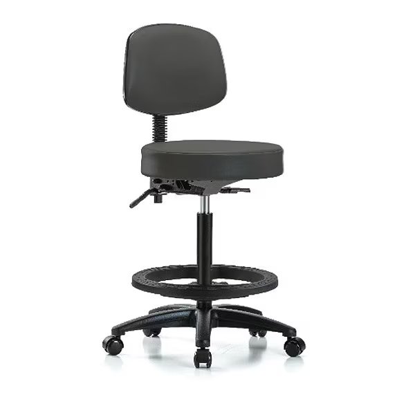 Bench Stool, Hi, Vinl, Bk, Tilt, BF, Cast, Gry, Blue Ridge Ergonomics, Mfr#: BR-VHBST-RG-T1-BF-RC-8605