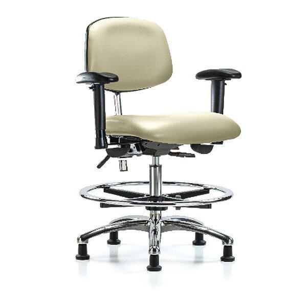 Med Bench Chair, Vinyl, CF, Glds, Wht, CL100, Weight Capacity: 300 lb., BLUE RIDGE ERGONOMICS, Mfr# BR-NCR-VMBCH-CR-T1-A1-CF-RG-8501