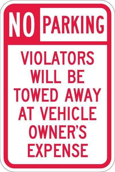 Tow Zone No Parking Sign, 18