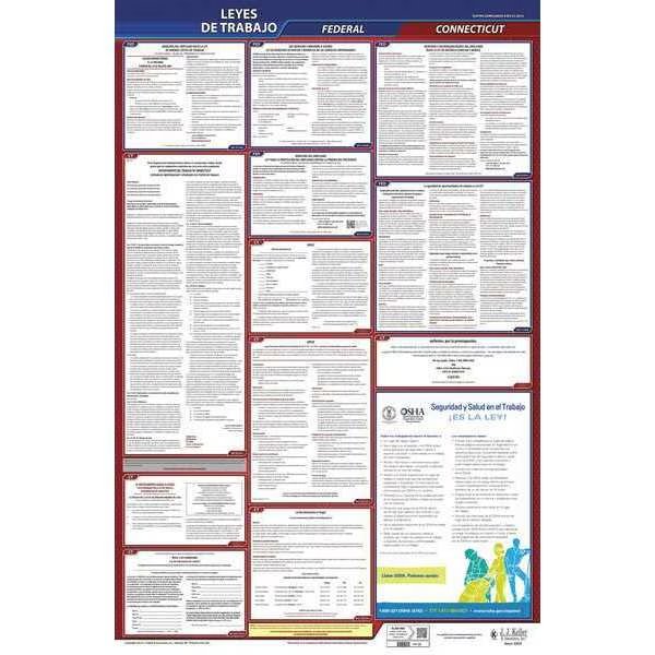 Labor Law Poster, Fed/STA, CT, SP, 26inH, 3yr, Jj Keller, Mfr#: 400-CT-3