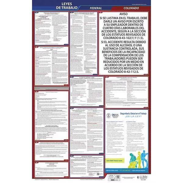 Labor Law Poster, Fed/STA, CO, SP, 40Wx26inH, Jj Keller, Mfr#: 400-CO