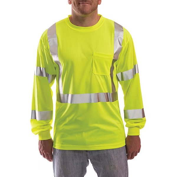 Job Sight Hi-Vis T-Shirt, Long Sleeve, Lime, S, TINGLEY, Mfr# S75522