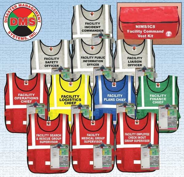Facility Command Vest Kit, 11 Vests, DISASTER MANAGEMENT SYSTEMS, Mfr# DMS 05306