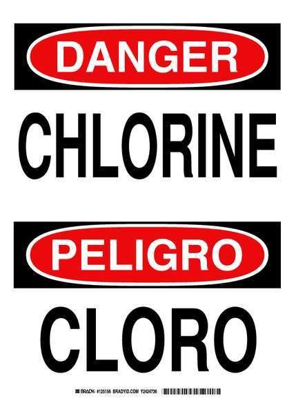 Danger Sign, 14 in H, 10 in W, Polyester, Rectangle, English, Spanish, 125156, Brady, Mfr#: 125156
