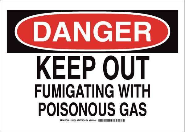 Danger Sign, 10 in H, 14 in W, Polyester, Rectangle, English, 126305, BRADY, Mfr# 126305