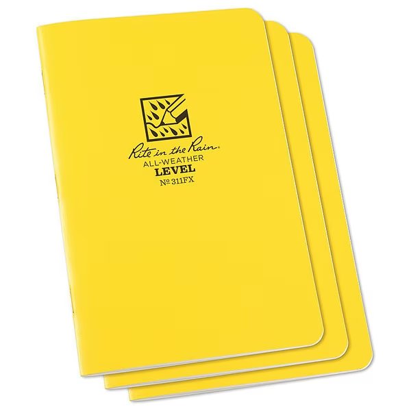 All Weather Stapled Notebook, Level, PK3, RITE IN THE RAIN, Mfr# 311FX