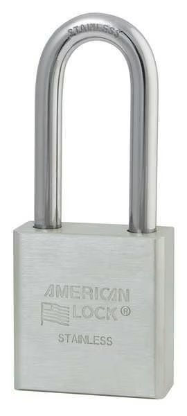 Padlock, Keyed Alike, Long Shackle, Rectangular Stainless steel Body, Stainless Steel Shackle, AMERICAN LOCK, Mfr# A5401KA