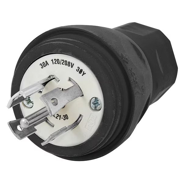 30A Watertight Locking Plug 4P 5W 120/208VAC, HUBBELL, Mfr# HBL28W81BK