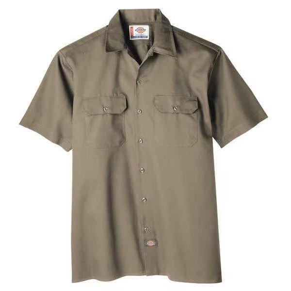 Short Sleeve Work Shirt, Twill, Khaki, XL, DICKIES, Mfr# 2574KH RG XL