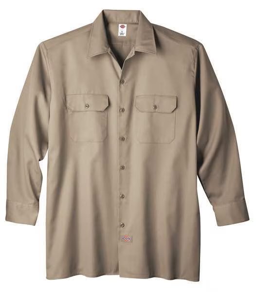 Long Sleeve Work Shirt, Twill, Khaki, 2XT, Dickies, Mfr#: 5574KH TL 2XL