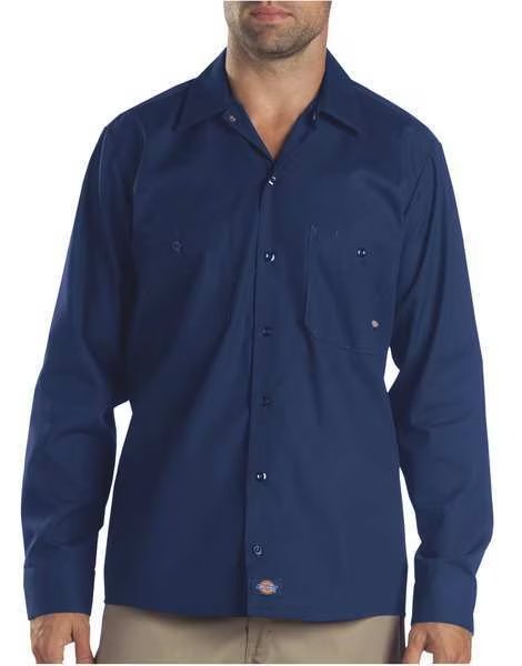 Long Slv Indstrl Shirt, Poplin, Navy, 5X, Dickies, Mfr#: L535NV RG 5XL
