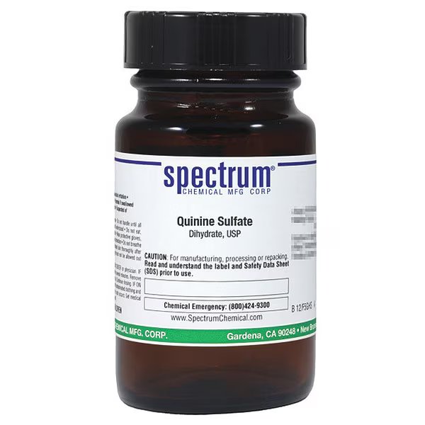 Quinine Sulfate, Dihydrate, USP, 25g, Spectrum, Mfr#: QU110-25GM04