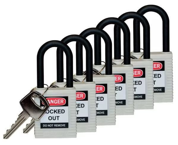 Lockout Padlock, KD, White, 1-3/4