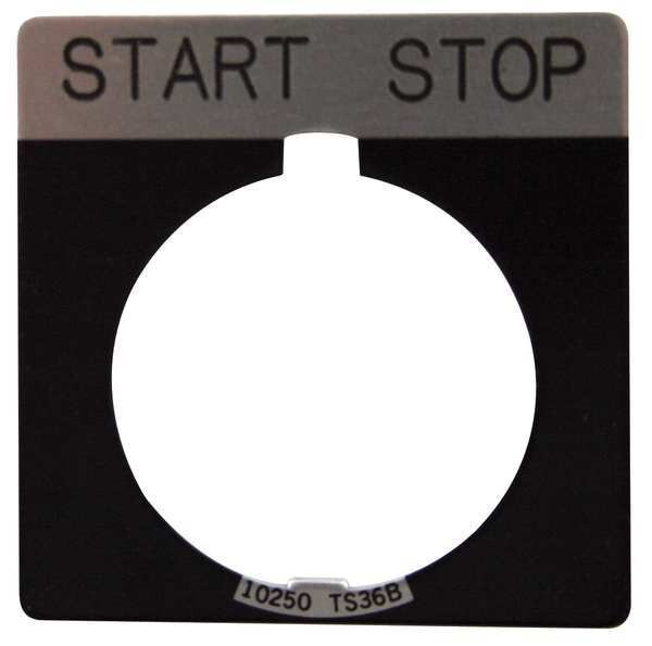 Cutler-Hammer Legend Plate, Square, Start Stop, Black, Eaton, Mfr#: 10250TS47