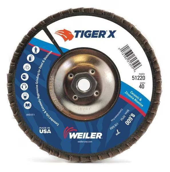 Flap Disc, 7 in. x 40 Grit, 5/8-11, , WEILER, Mfr# 98920