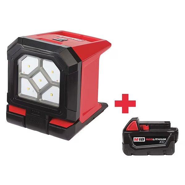 Floodlight, w/Battery, 1500 lm, LED, MILWAUKEE TOOL, Mfr# 2365-20, 48-11-1828