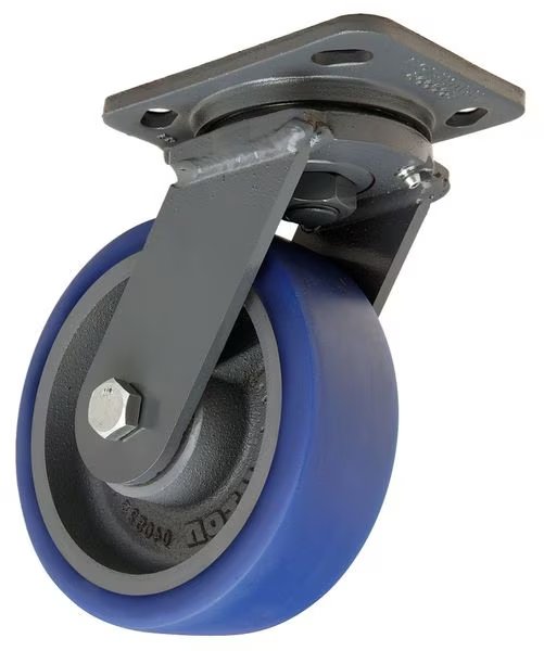 Plate Caster, Swivel, Poly, 6 in., 960 lb., Blue, HAMILTON, Mfr# S-WH-6SPB