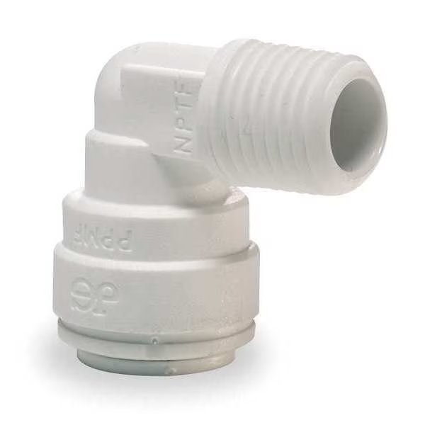 Acetal Copolymer Fixed Elbow, 90 Degrees, 3/8 in Tube Size, JOHN GUEST, Mfr# PI-481222-S