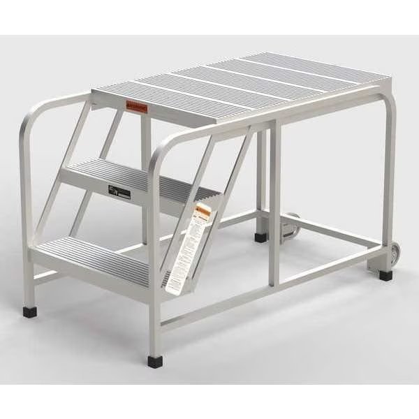 Aluminum Mobile Work Platform, 3 Steps, No Handrails, 36