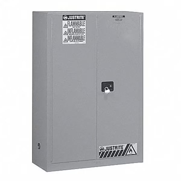 Flammable Safety Cabinet, 45 gal., Gray, Number of Doors: 2, JUSTRITE, Mfr# 894523