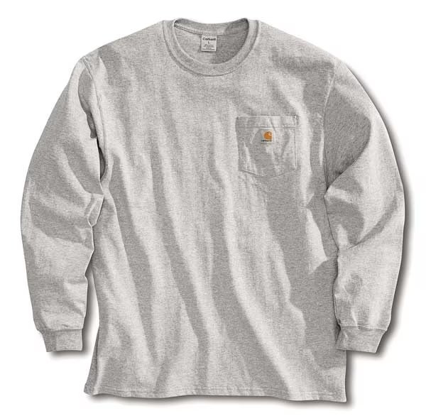 Long Sleeve T-Shirt, Heather Gray, 2XLT, CARHARTT, Mfr# K126-HGY XXL TLL