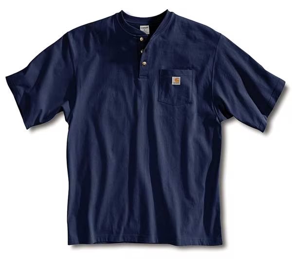 Short Sleeve Henley, Navy, L, CARHARTT, Mfr# K84-NVY LRG REG