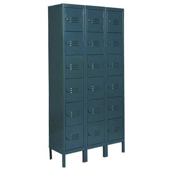Box Locker, 36 in W, 15 in D, 78 in H, (3) Wide, (18) Openings, Gray, EnjoyTool Select, Mfr#: 4KCU4