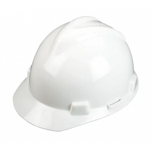 V-Gard Front Brim Hard Hat, Slotted, Cap Style, Type 1, Class E, Staz-On Pinlock Suspension, White, Msa Safety, Mfr#: 463942