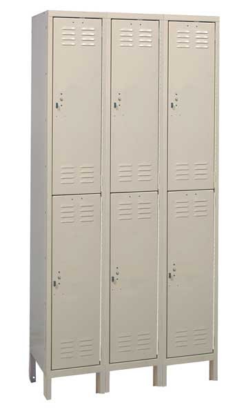 Wardrobe Locker, 36 in W, 15 in D, 78 in H, (2) Tier, (3) Wide, Tan, EnjoyTool select, Mfr# 4VFE2