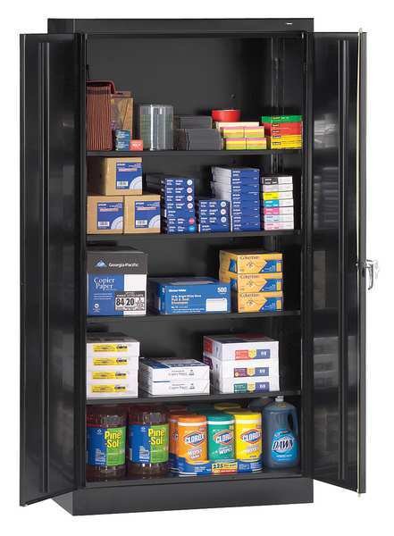 24 ga. Steel Storage Cabinet, 36 in W, 72 in H, TENNSCO, Mfr# 1480 BLACK