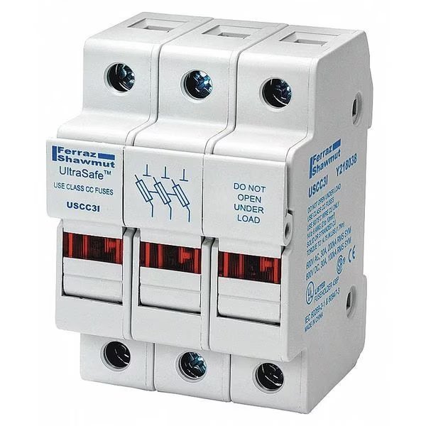 Fuse Block, Midget and CC Class, 30A, 3 Pol, MERSEN, Mfr# USCC3I