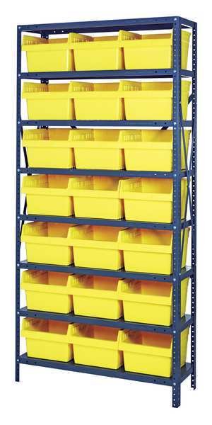 Steel Bin Shelving, 36 in W x 75 in H x 12 in D, 8 Shelves, Yellow, QUANTUM STORAGE SYSTEMS, Mfr# 1275-SB809YL