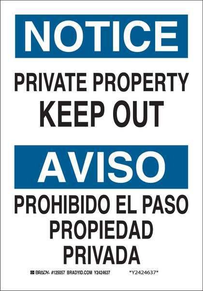 Bilingual Safety Sign, 10 in H, 7 in W, Aluminum, Rectangle, English, Spanish, 125055, Brady, Mfr#: 125055