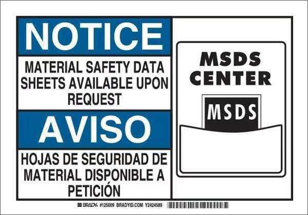 Bilingual Safety Sign, 7 in Height, 10 in Width, Plastic, Rectangle, English, Spanish, BRADY, Mfr# 125008