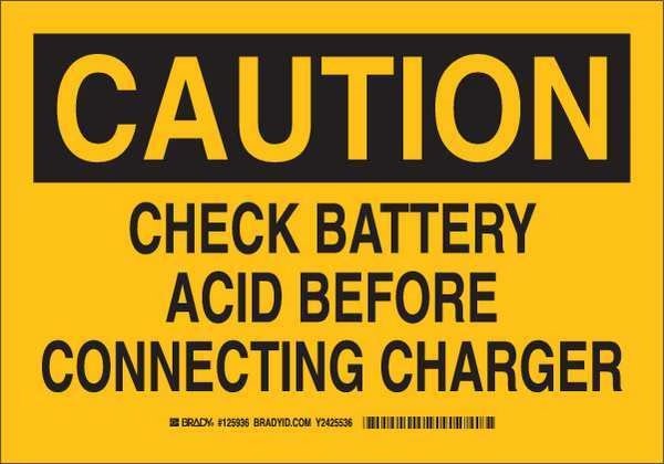 Caution Sign, 7 in H, 10 in W, Polyester, Rectangle, English, 125936, BRADY, Mfr# 125936