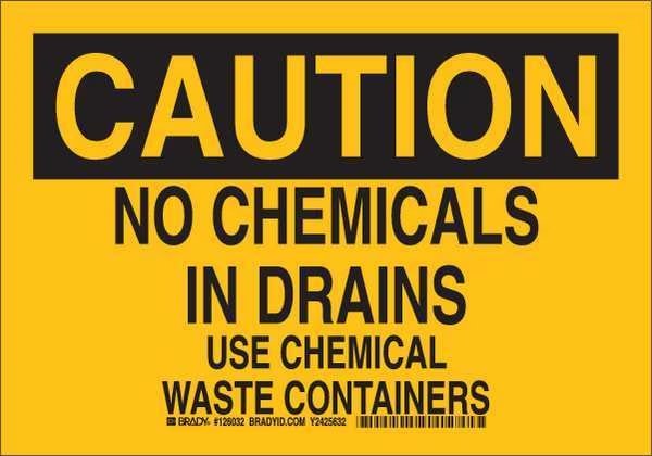Caution Sign, 10 in H, 14 in W, Rectangle, English, 126033, BRADY, Mfr# 126033
