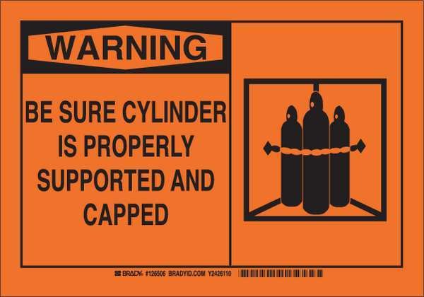 Warning Sign, 10 in H, 14 in W, Plastic, Rectangle, English, 126508, BRADY, Mfr# 126508