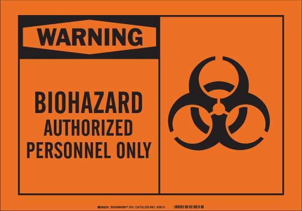 Biohazard Sign, 3 1/2 in H, 5 in W, Polyester, Rectangle, English, 83928, Brady, Mfr#: 83928
