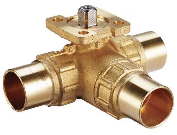 Ball Valve, 3 Way, SS Trim, Sweat 1/2, Johnson Controls, Mfr#: VG1875AN