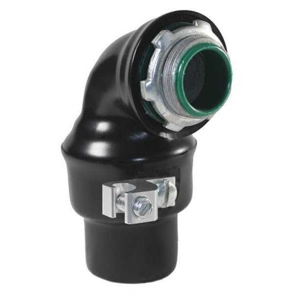 Connector, 1/2in., 90deg Lt W/Grd, PVC Ctd, CALBOND, Mfr# PV0500LT5090G