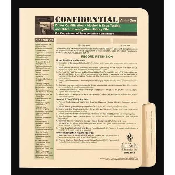 Driver Qualification, Paper, 27 Pages, PK2, Jj Keller, Mfr#: 9647