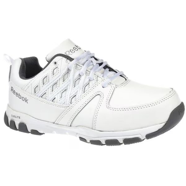Work Shoes, 10 Size, Wht, Steel, Womens, PR, REEBOK, Mfr# RB434