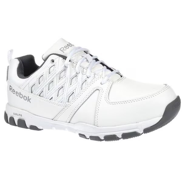 Work Shoes, 13, W, White, Steel, Men's, PR, REEBOK, Mfr# RB4443