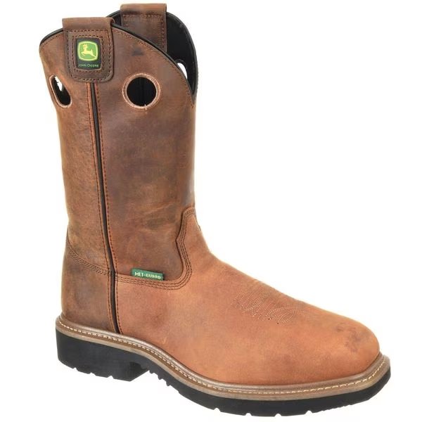 Size 11-1/2 Men's Wellington Boot Composite Work Boot, Brown, JOHN DEERE, Mfr# JD5371  11.5W