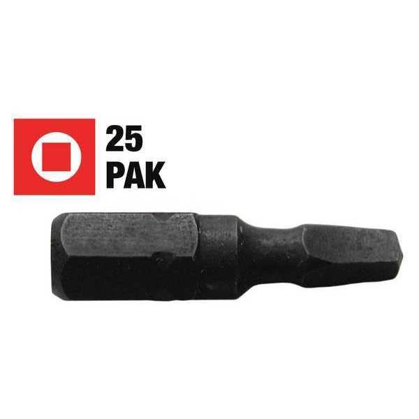 Impact Screwdriver Bit Sqr, 2, 1 in., 25Pk, Century Drill & Tool, Mfr#: 70552